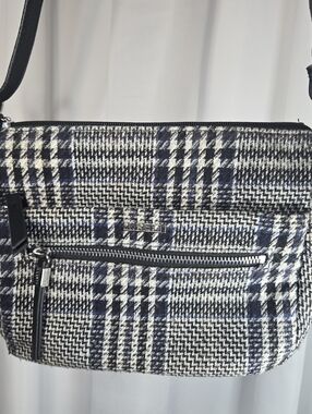 Vintage Rosetti Plaid Crossbody Bag in Navy, Black & White